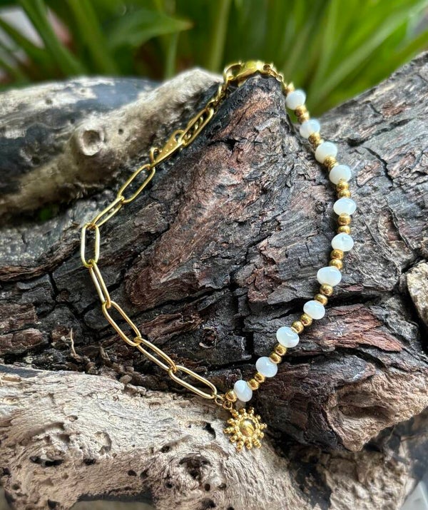 18ct Gold Plated Mother Of Pearl Bracelet