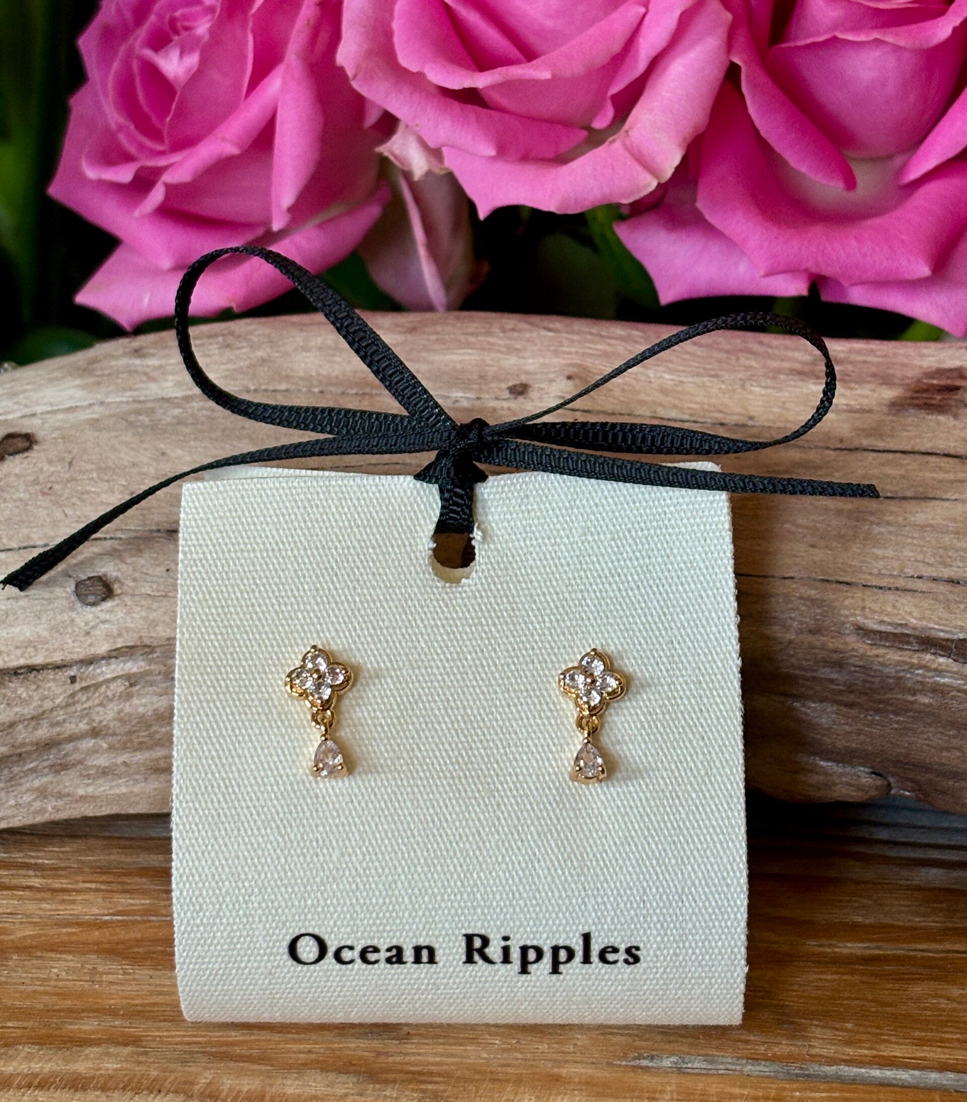 14ct Gold Plated Cubic Zirconia Drop Earrings