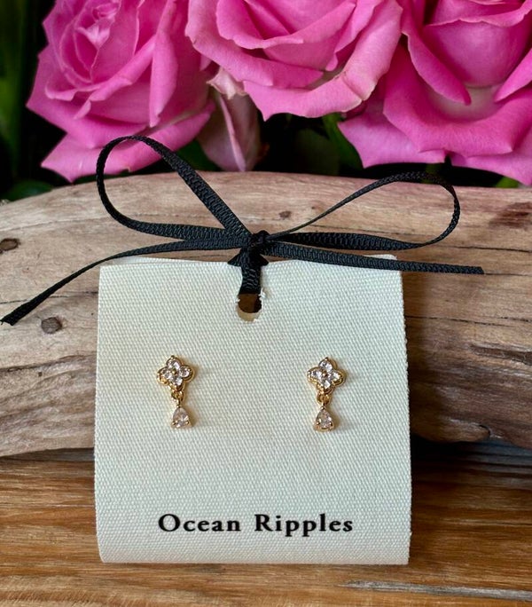 14ct Gold Plated Cubic Zirconia Drop Earrings