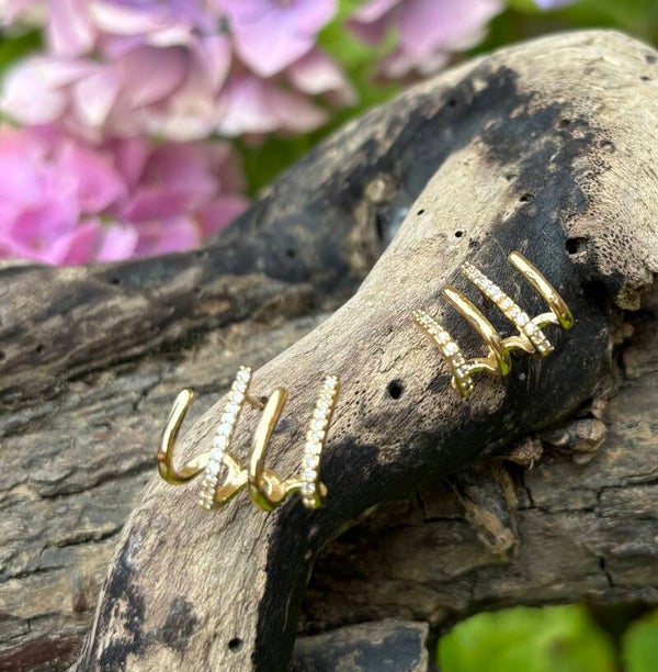 14ct Gold Plated Cubic Zirconia Claw Earrings