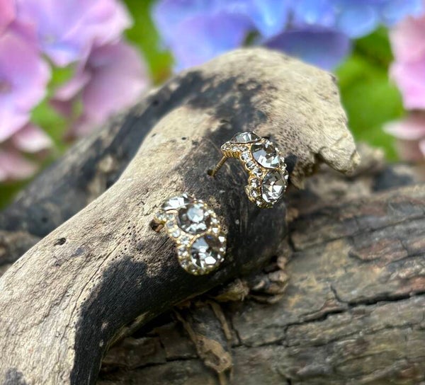 14ct Gold Plated Grey Cubic Zirconia Stud Earrings