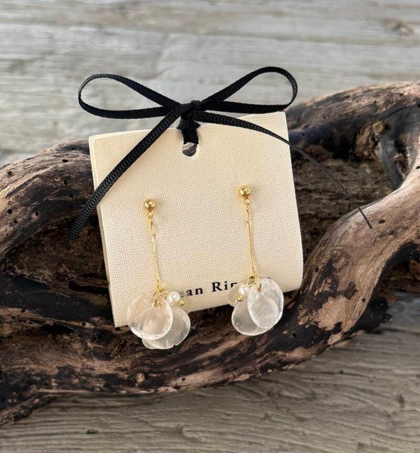 14ct Gold Plated Shell Disc Earrings