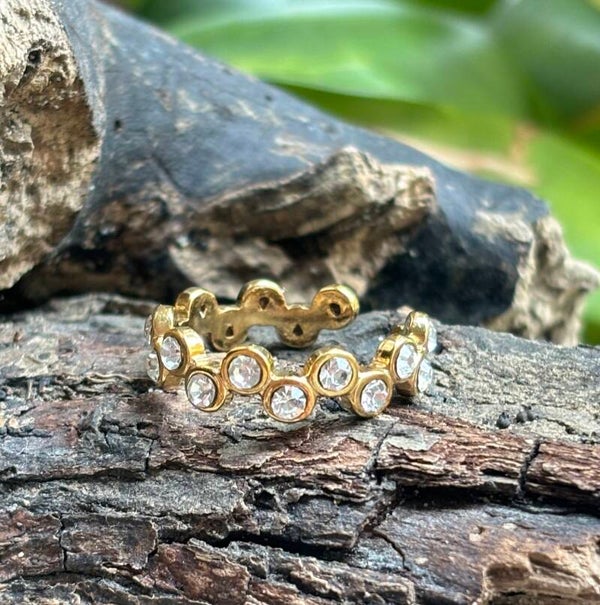 18ct Gold Plated Cubic Zirconia Stackable Adjustable Ring