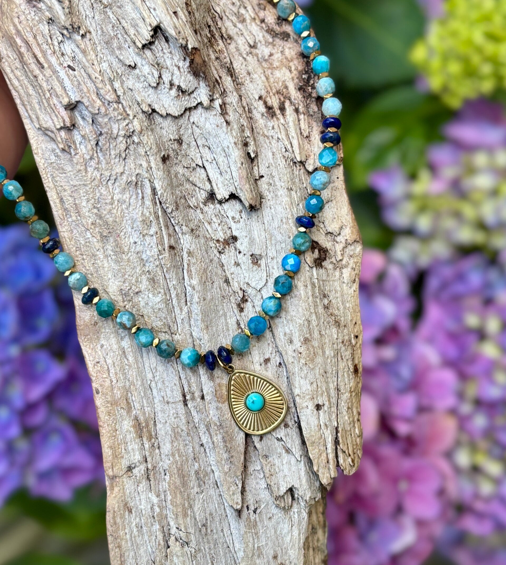 18ct Gold Plated Apatite Beads Necklace