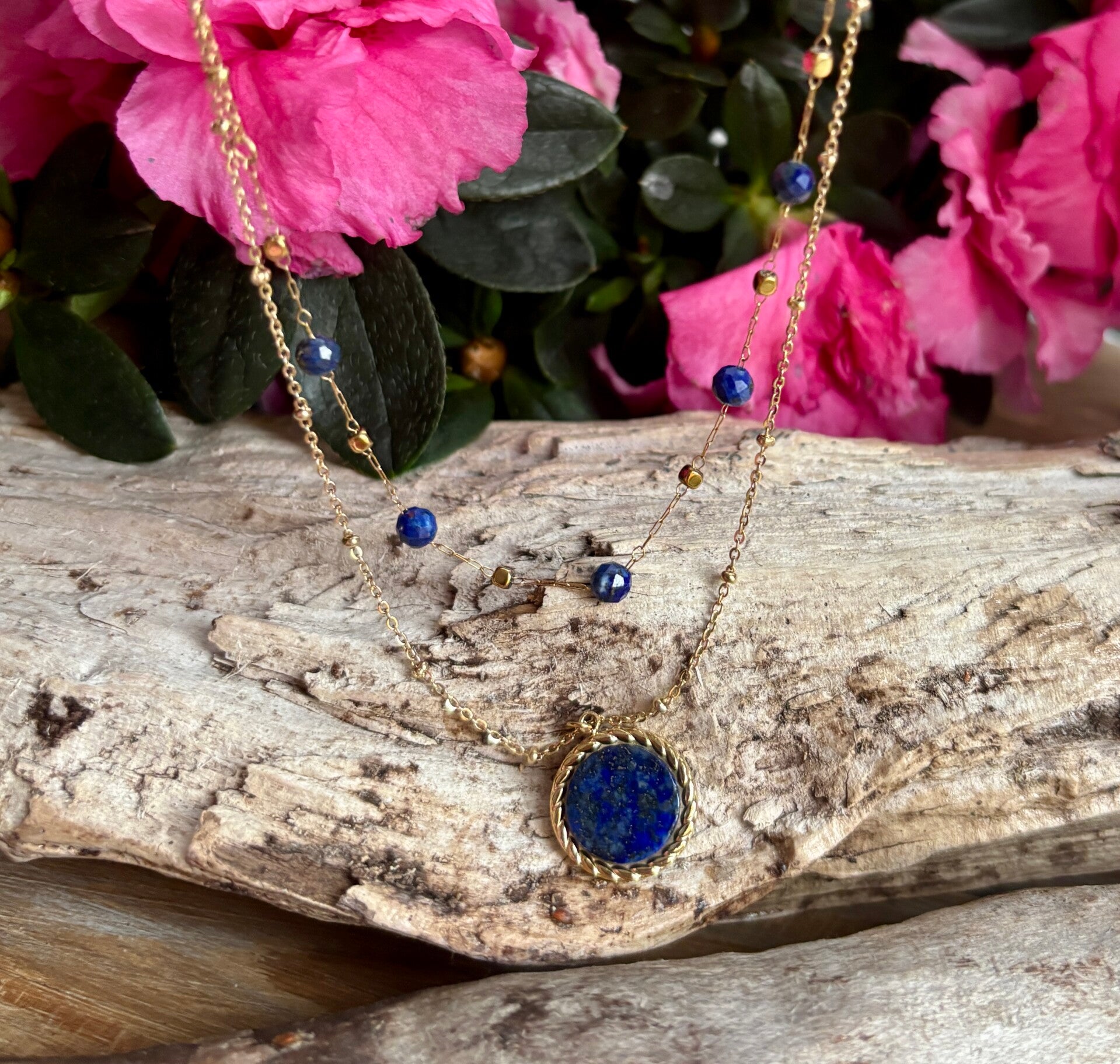 18ct Gold Plated Lapis Lazuli Layered Necklaces