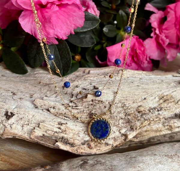 18ct Gold Plated Lapis Lazuli Layered Necklaces