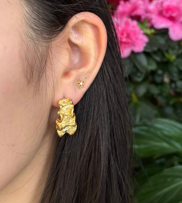18ct Gold Plated Seaweed Earrings