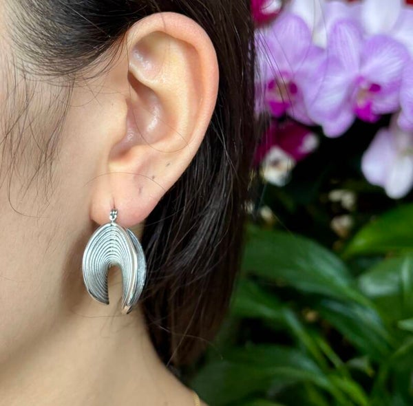 Silver Saddle Hoop Earrings