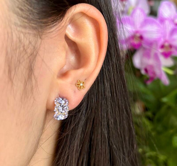 14ct Gold Plated Lilac Cubic Zirconia Stud Earrings