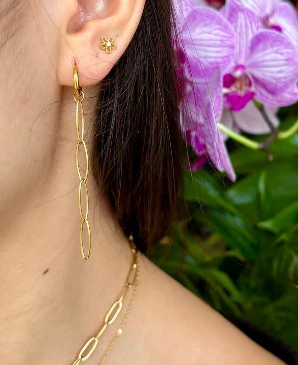 18ct Gold Plated Paper Chain Huggie Earrings