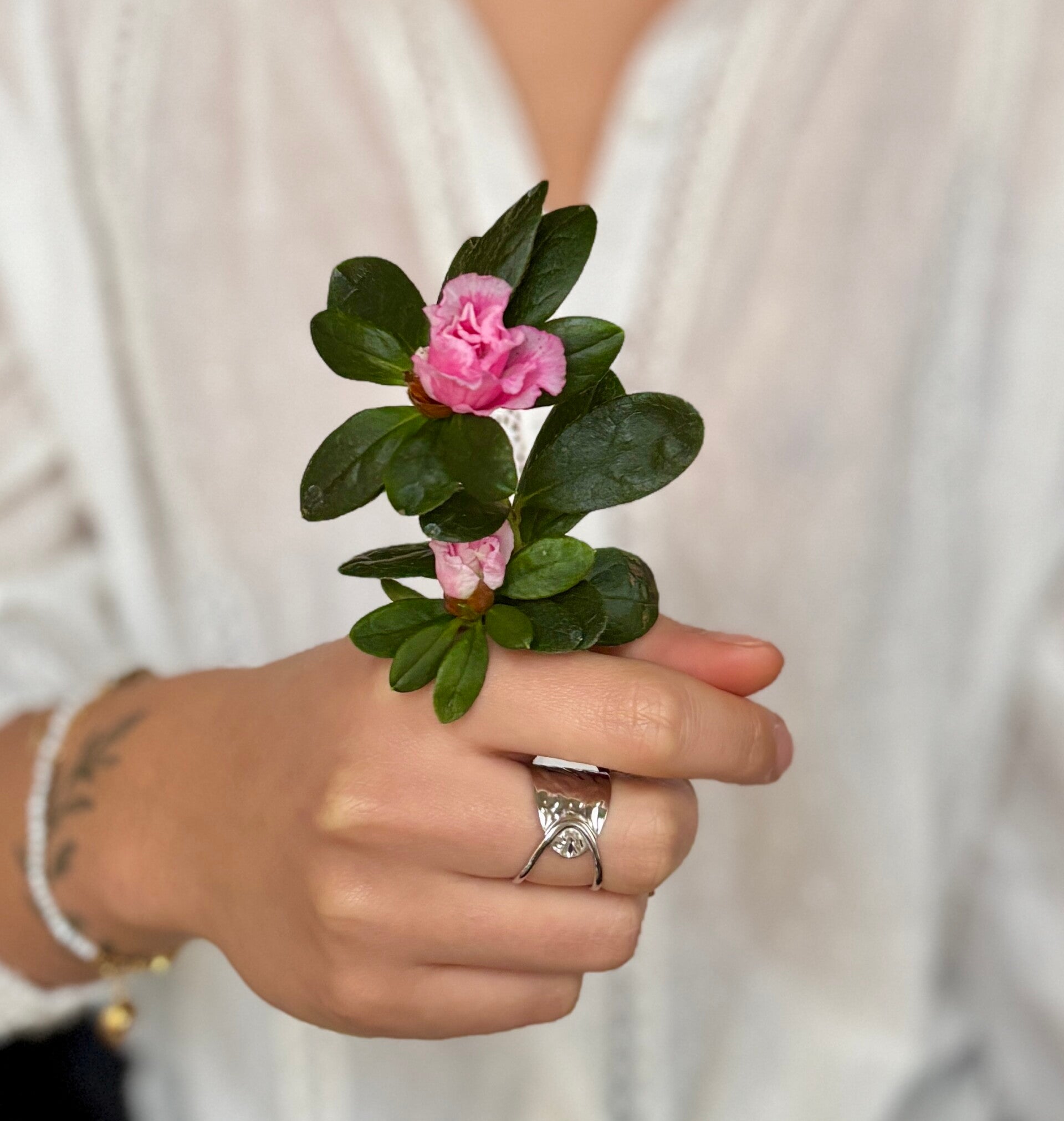 Silver Battered Crossover Adjustable Ring