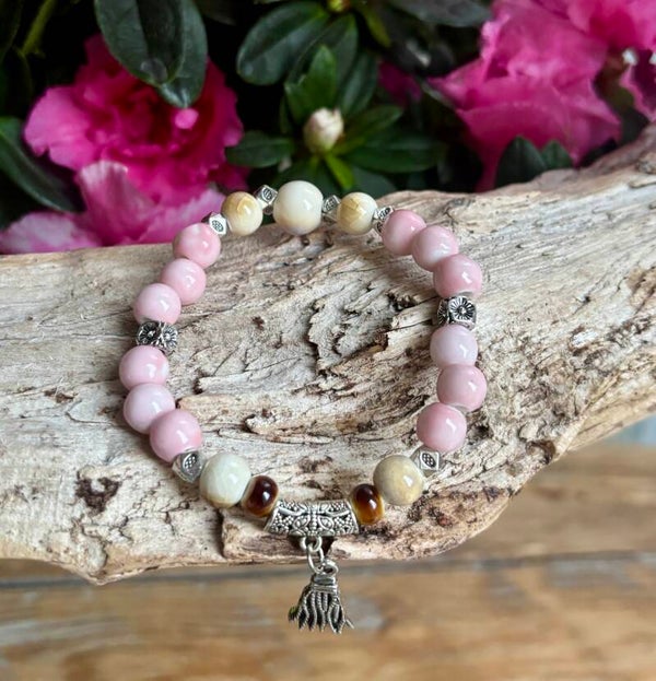 Ceramic Beads Bracelet With Tassel Charm