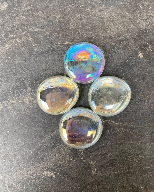 Glas nuggets XL Transparant Iriserend 30 tot 38 mm 6 stuks