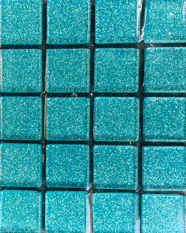 Glitter glasmozaiek 4023 Turquoise 20 x 20 mm 25 stuks