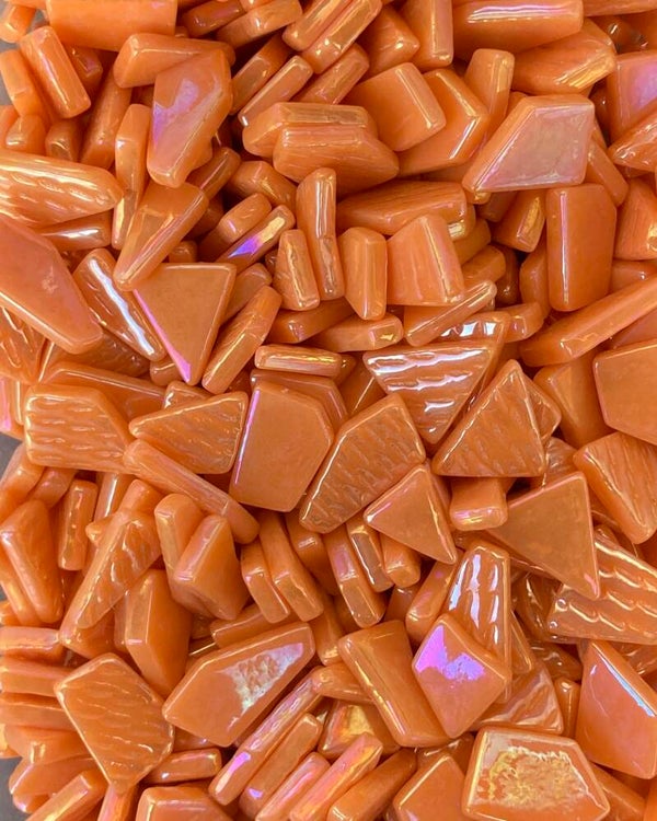 Snippets glasmozaïek Opal Oranges iridised 100 gram