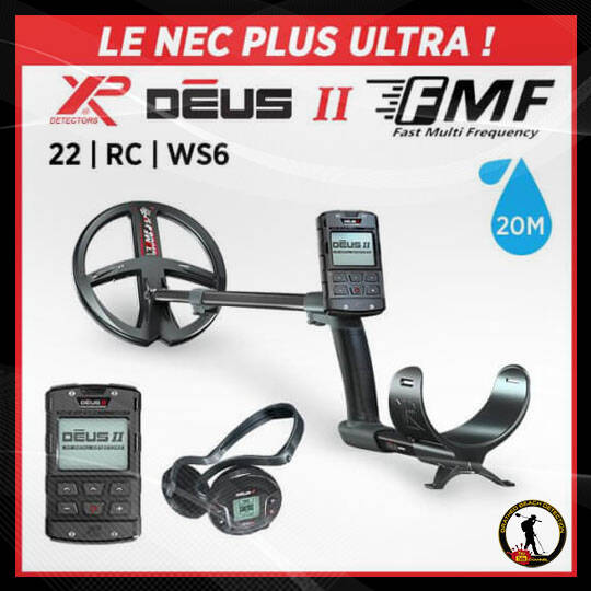 Détecteur de métaux DEUS II avec disque de 22 cm, télécommande RC et casque sans fil WS6.
