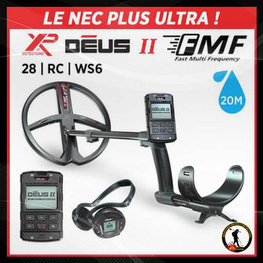Détecteur de métaux XP Déus II FMF avec écran de contrôle, disque de détection de 28 cm, télécommande et casque sans fil, étanche jusqu'à 20m