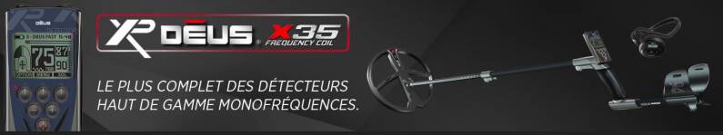 Détecteur de métaux XP Deus X35 Frequency Coil avec écran de contrôle, bobine et casque sans fil.