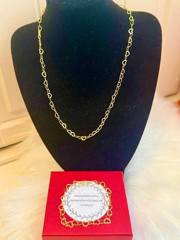 Heart Necklace and Bracelet