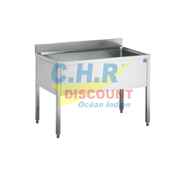 PLONGE INOX ADOSSÉE SANS ÉTAGÈRE BASSE