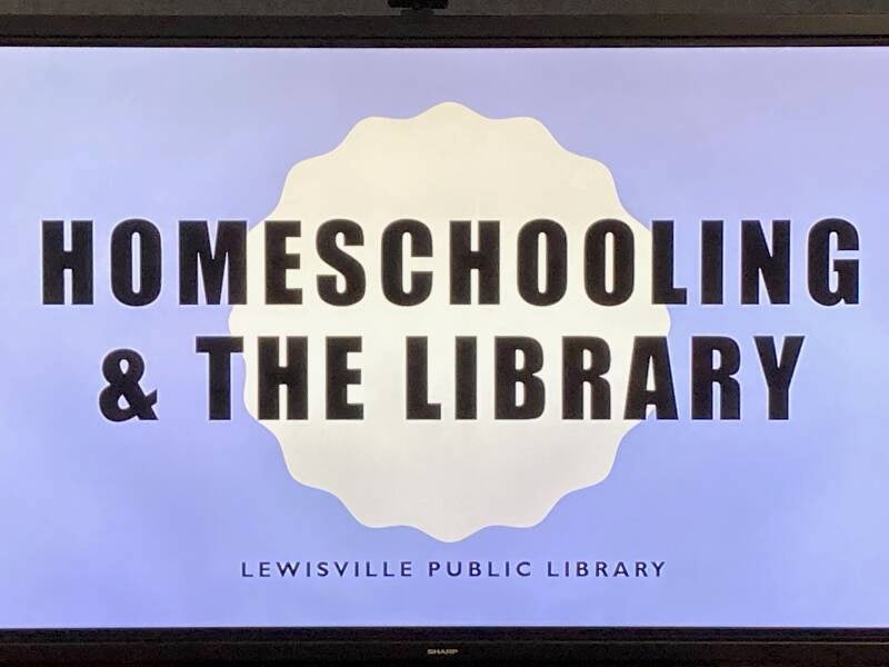 Power Point title slide "Homeschool and hte Library".