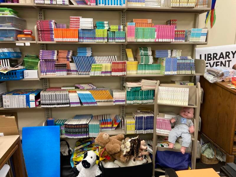 Colorful cards with different actions printed on them.