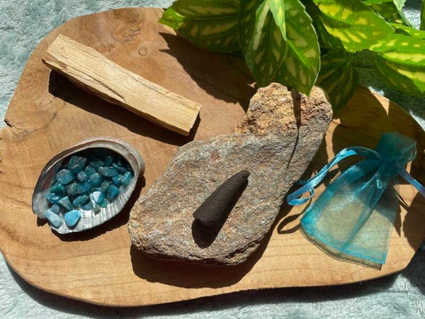 Oplaad Setje Abalone Schelp met Apatiet