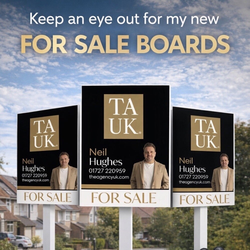 New 2026 Neil Hughes TAUK estate agency boards designed for premium visibility.