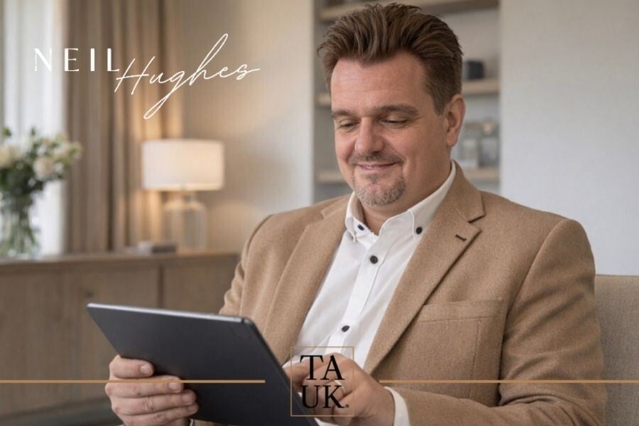 Neil Hughes carrying out a property valuation using a tablet in a client’s home