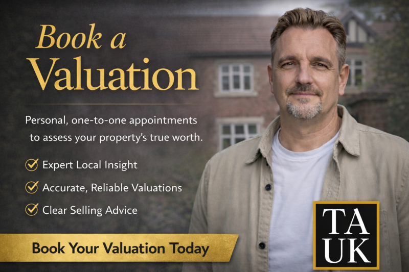 Neil Hughes TAUK standing outside a St Albans home for Book a Valuation hero image.