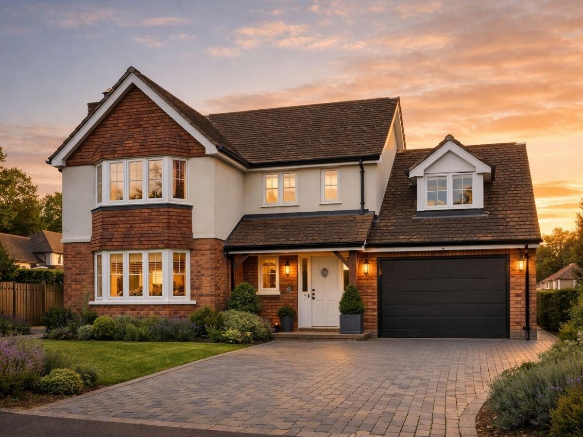 Premium detaches home exterior in Park Street, St Albans at golden hour