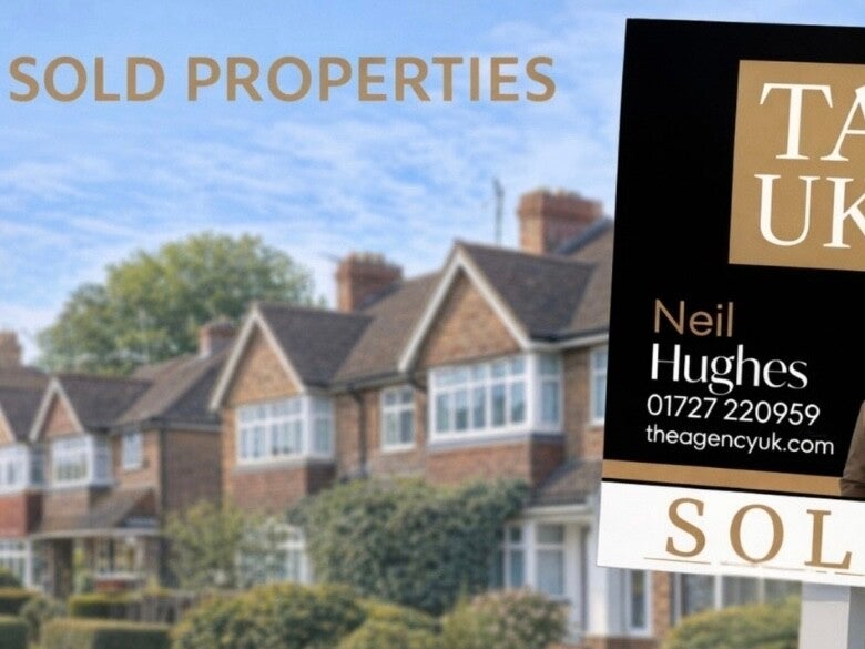 TAUK sold sign outside residential homes in Park Street St Albans AL2