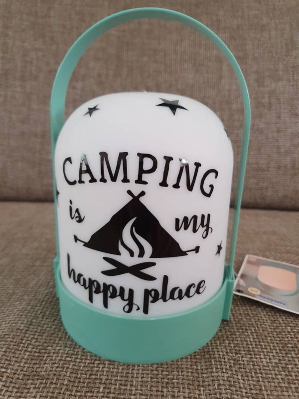Campinglamp met eigen text