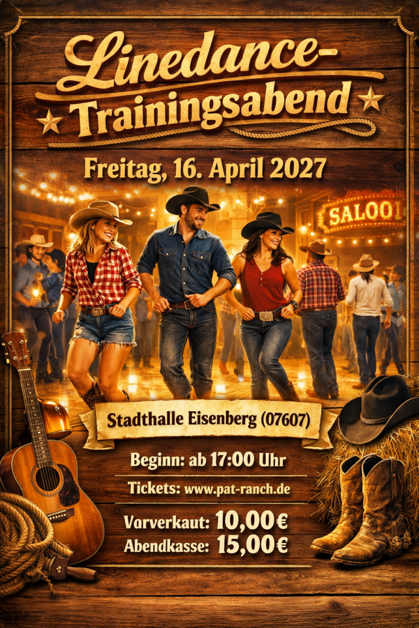 Linedance-Trainingsabend 16.April 2027 ab 17:00 Uhr