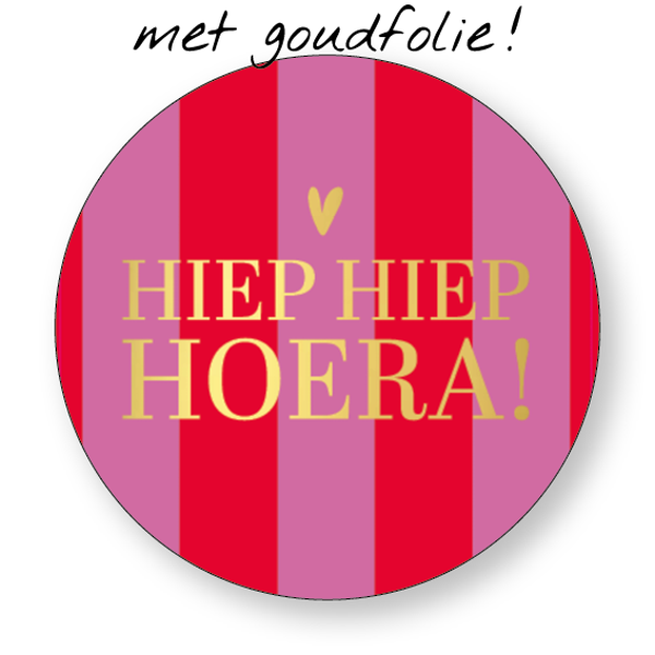 Hiep Hiep Hoera roze/rood (5 st)