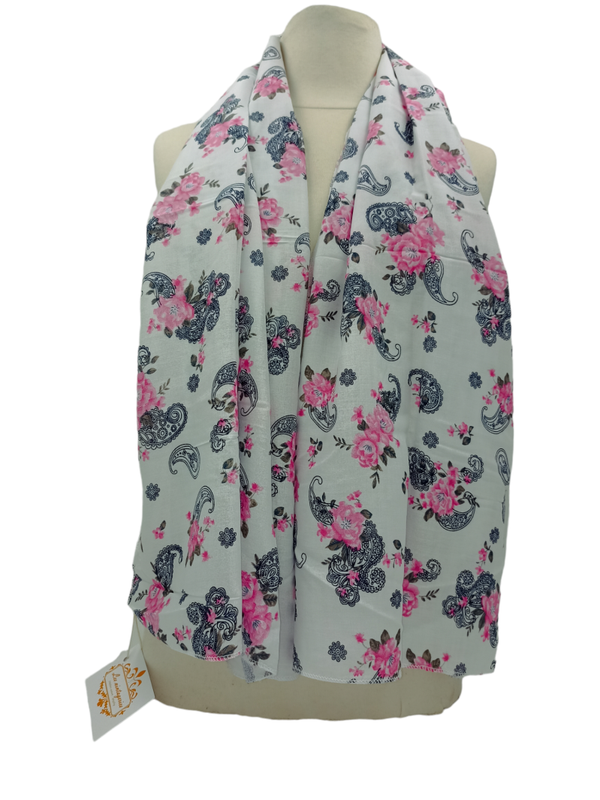 Foulard imprimé  roses cachemire