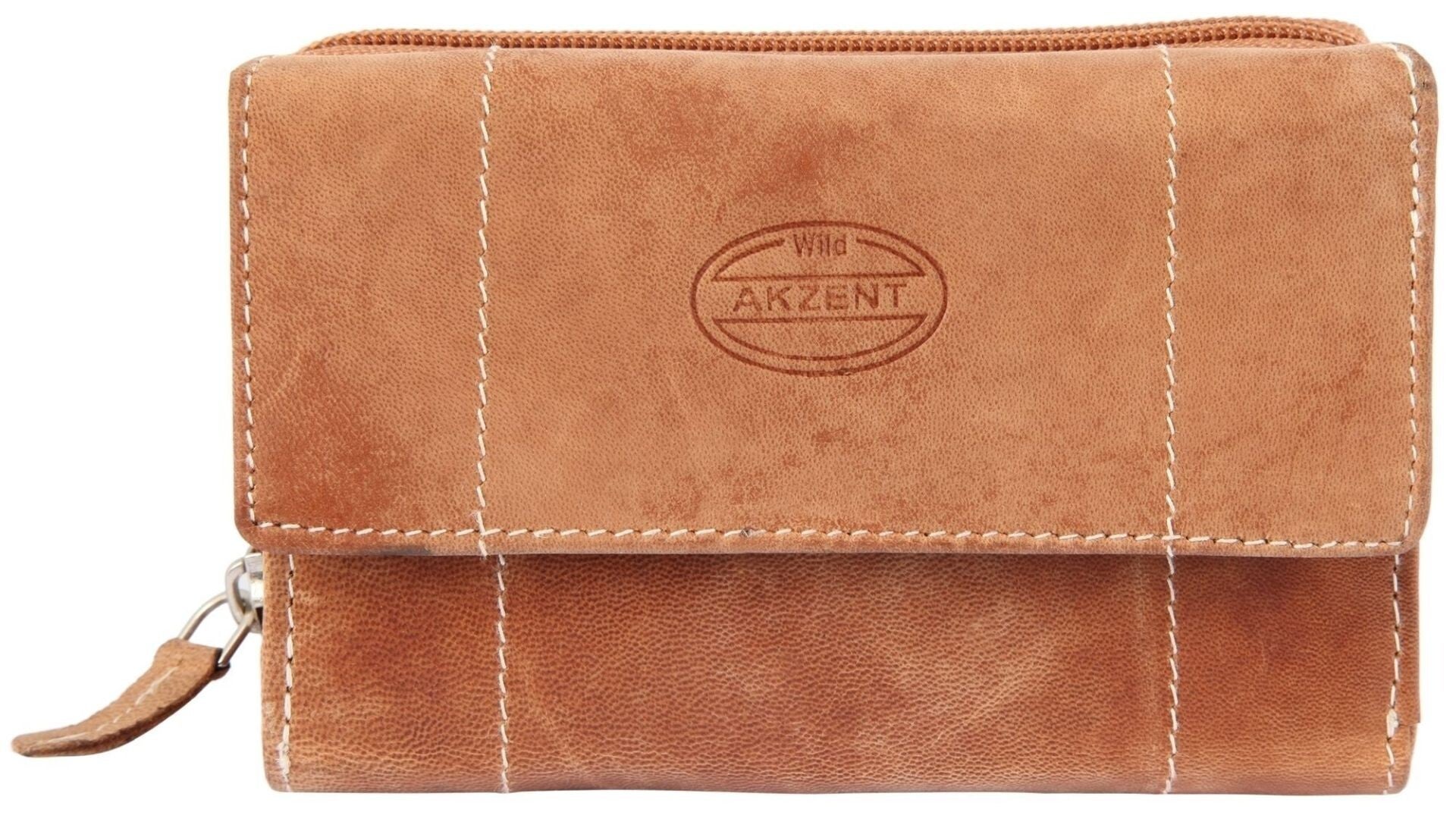 Akzent Damengeldbörse aus Echtleder, RFID-Schutz, hellbraun