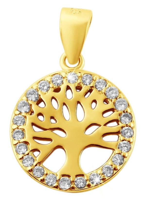 925/- Echt Silber Anhänger "Angela", Lebensbaum mit Zirkoniasteinen, vergoldet (ohne Kette)  5310112-003