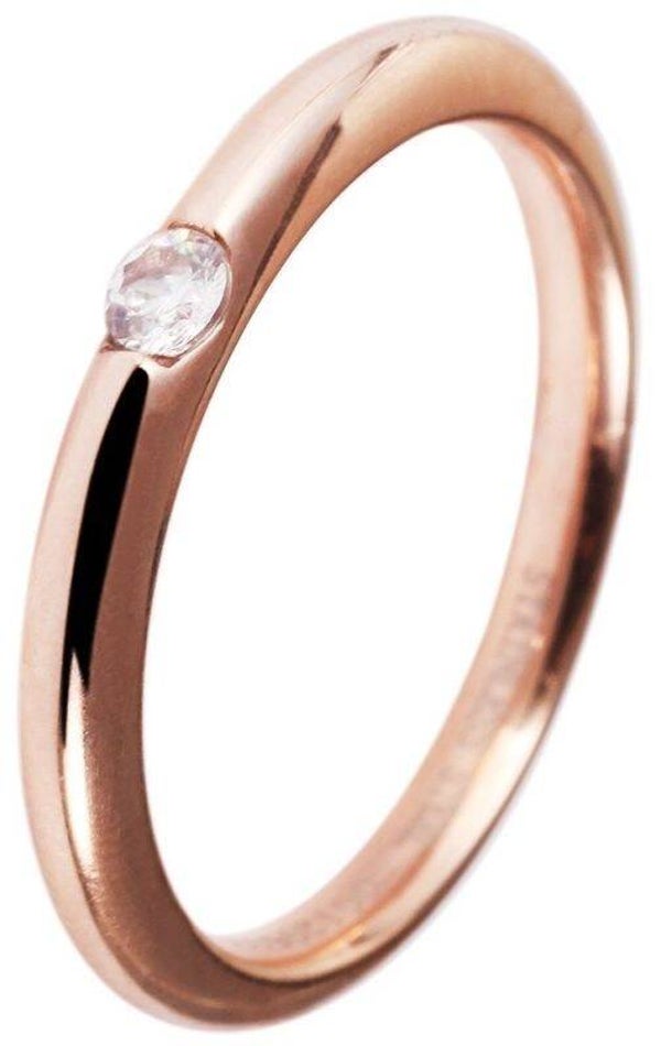 Akzent Damenring aus Edelstahl, mit Similistein, roségoldfarben, Gr. 60