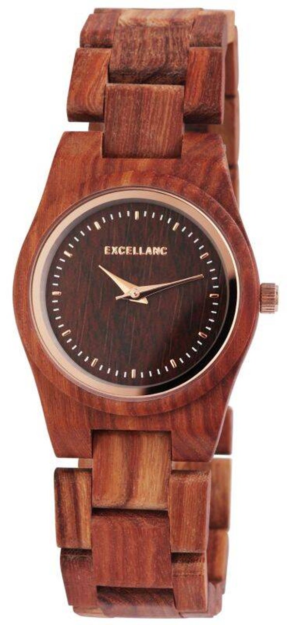 Excellanc Damenarmbanduhr aus Sandelholz Gleiderarmband
