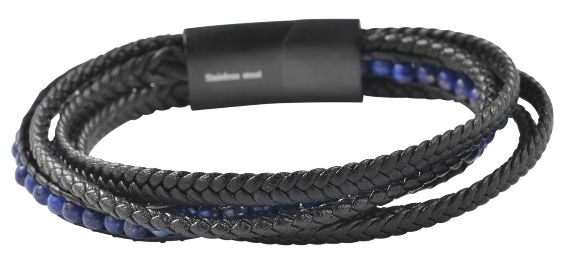 "Mica" Armband aus Lederimitat mit Lapislazuli, 19 cm  5040299-001