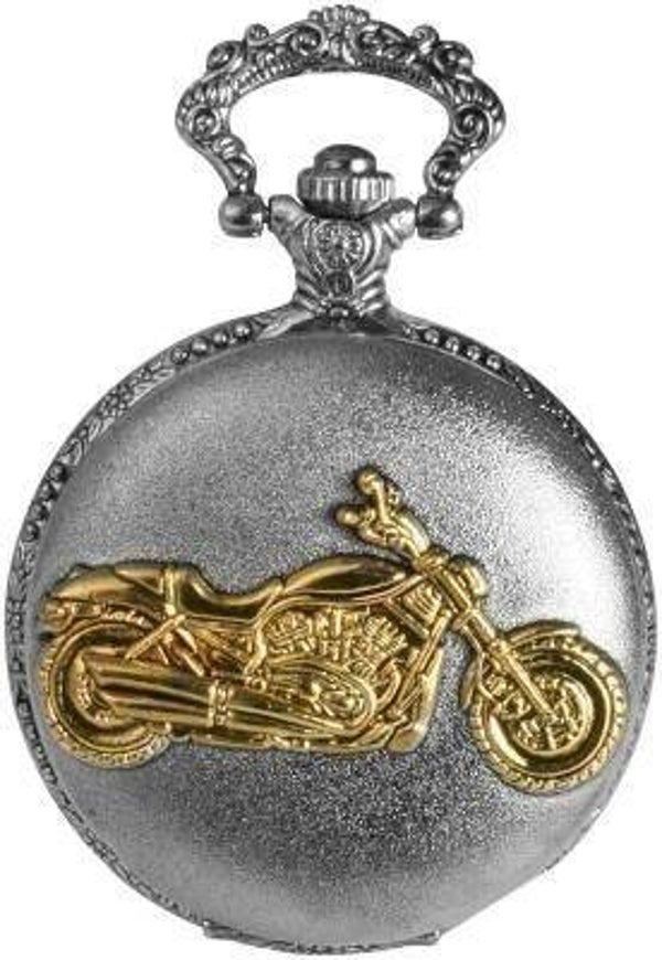 Excellanc Taschenuhr, silber- und goldfarben, Motorrad   4000011-001
