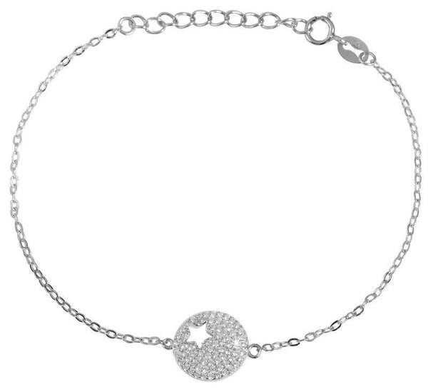 925/- Echt Silber Damen Armband "Gorana" mit runden Anhänger Stern rhodiniert 5340035-001