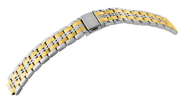 Edelstahl-Uhrenarmband mit Faltschließe, silber-/goldfarben, 24 mm  8100163-240