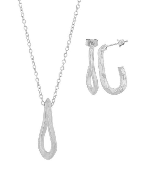 "Leila" Edelstahl Schmuckset mit Ohrsteckern und Anhänger, silberfarben  5120192-001