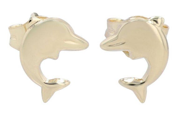 "Meeresleuchten Finny" 333/- Echt Gold Kinder Ohrstecker - Delfin, Gelbgold, 8 Karat