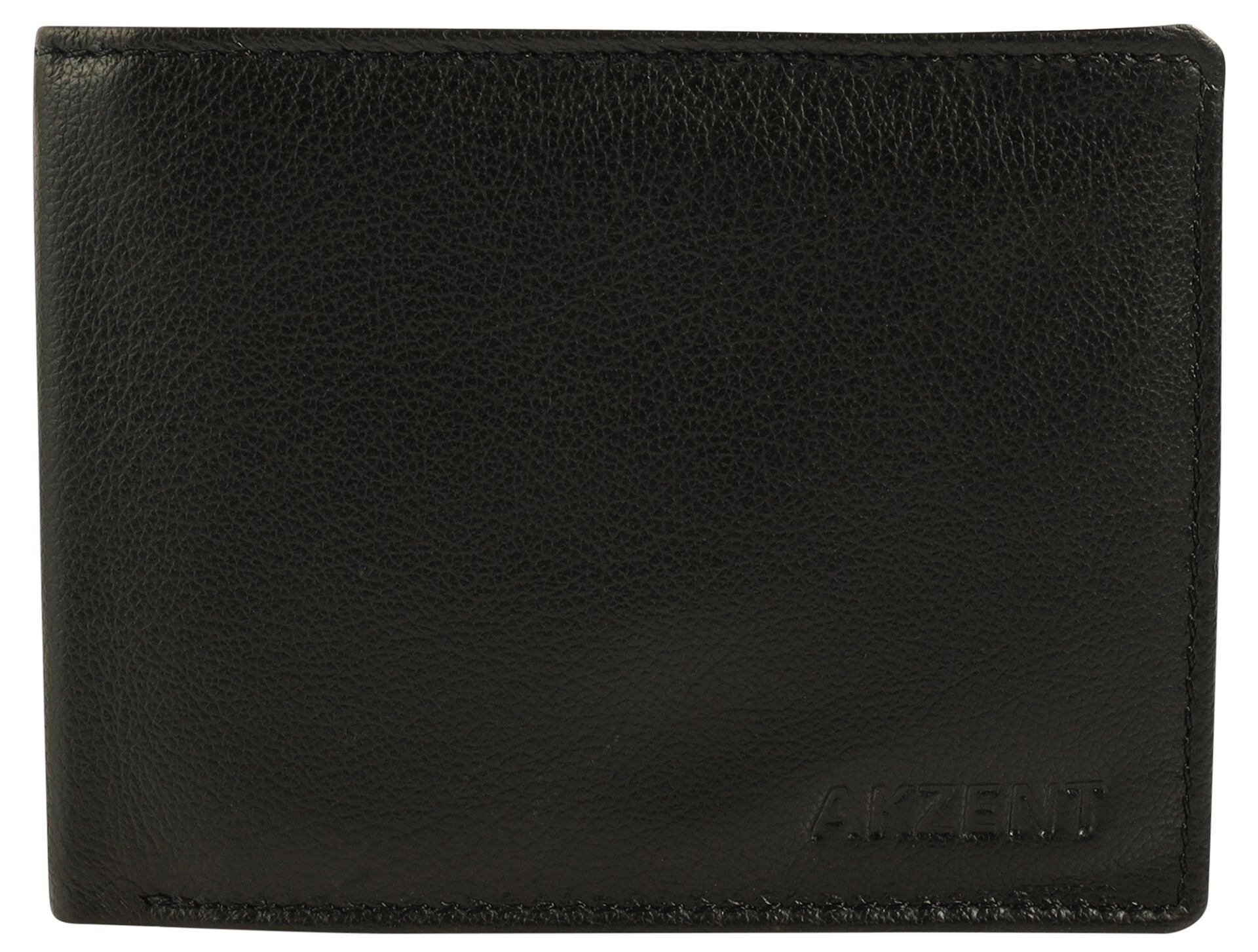 Akzent Echt Leder Geldbörse, Querformat, RFID, schwarz