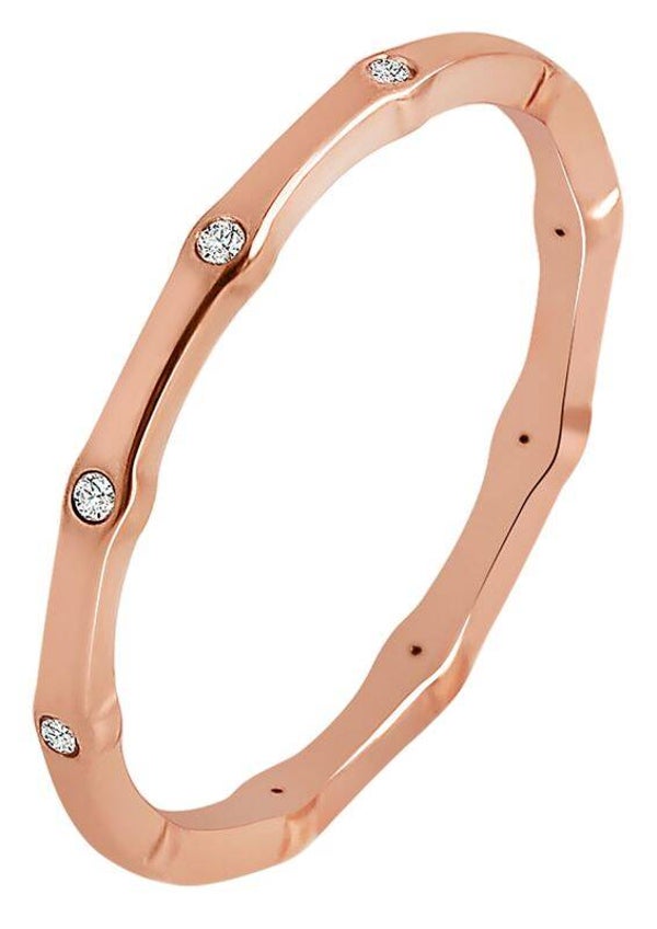 Akzent Damenring, Edelstahl, Similibesatz, roségoldfarben, Gr. 56