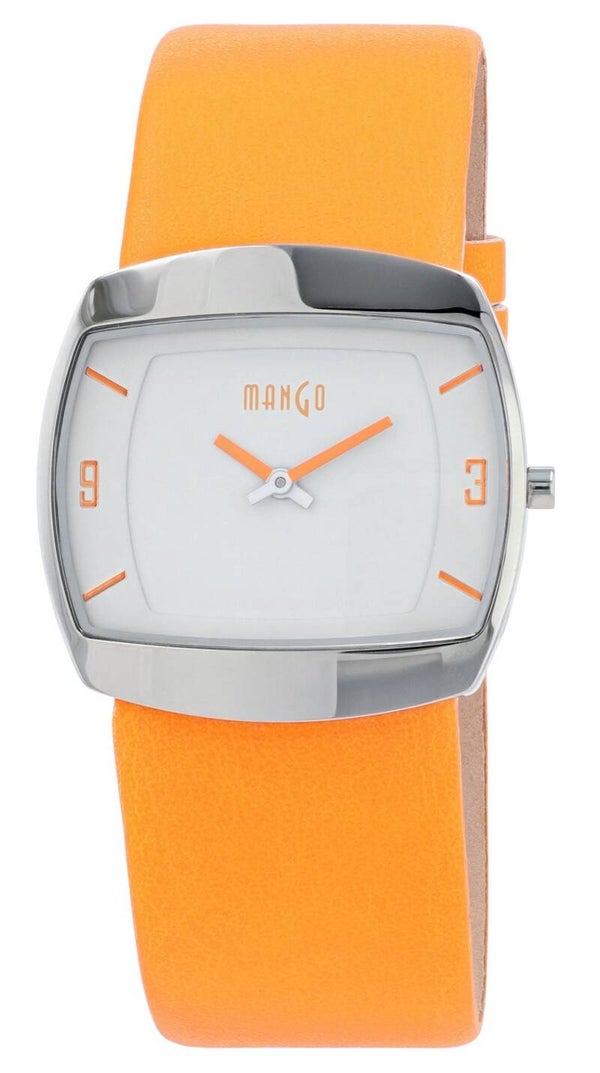 Mango Damenuhr 33 x 34 mm, Lederimitat, neonorange
