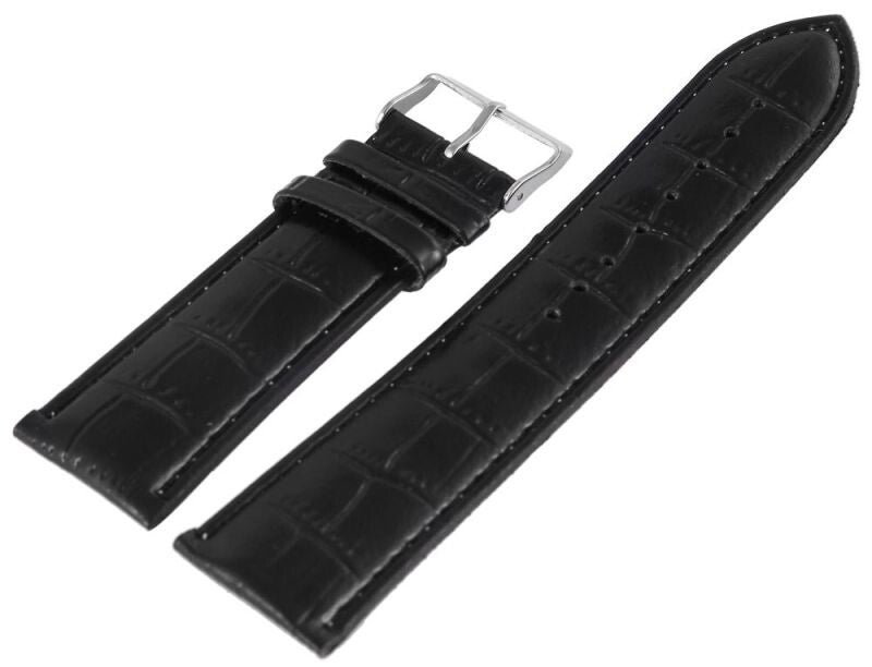 Basic Echtleder Armband in schwarz, Kroko, gepolstert, 24 mm  RP8321022027
